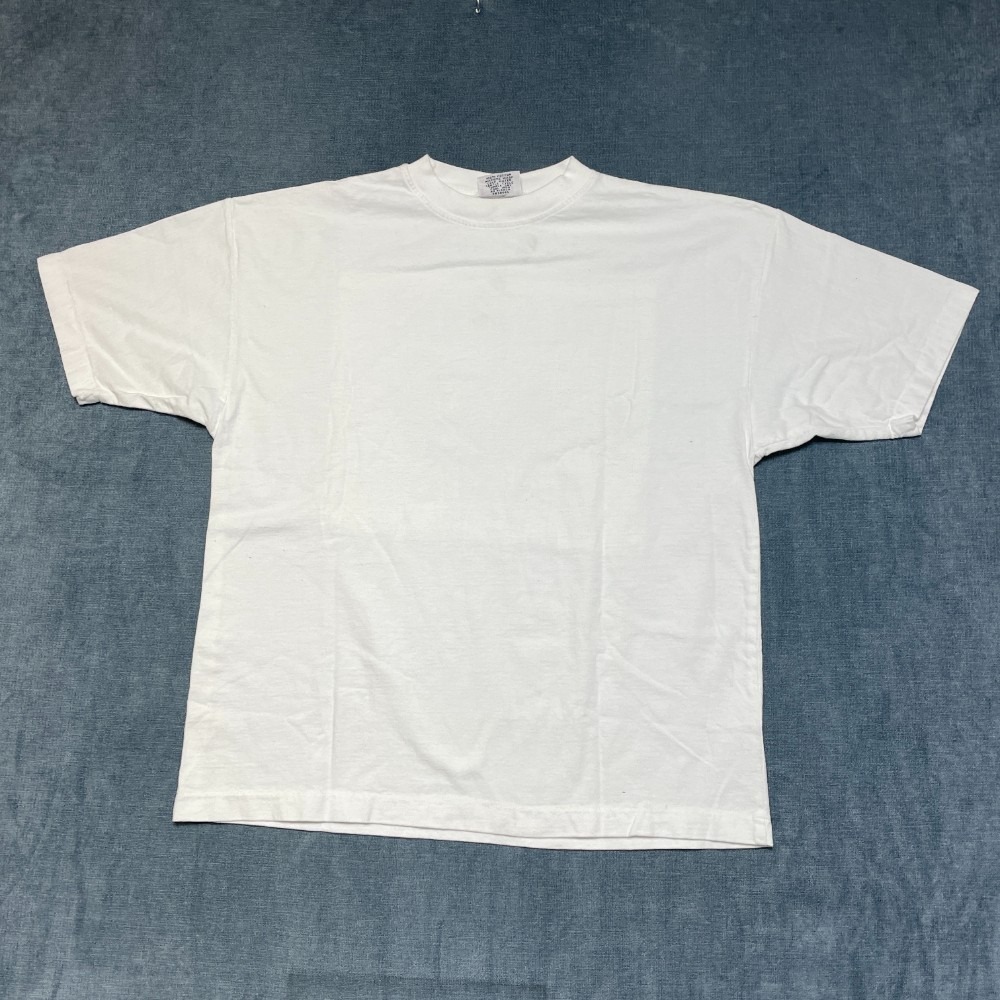 Vintage Pure Stuff Basics T Shirt Mens Small White Cotton Crew Neck Short Sleeve